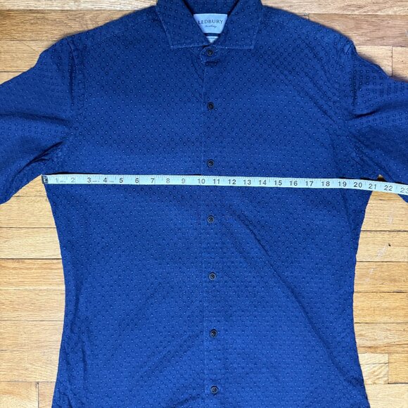 Ledbury Blue Mens Long Sleeve Button Down Textured Pattern Size 15.5 M - Picture 6 of 8